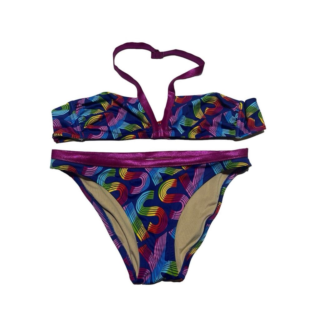 Victoria’s Secret Rainbow Secret Kiss bandeau bikini top size L bottom size M